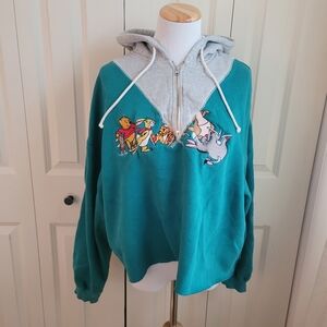 Re/Done 90s Upcycled Winnie Pooh Half Zip Hoodie Sweatshirt (M/L) Pre-owned